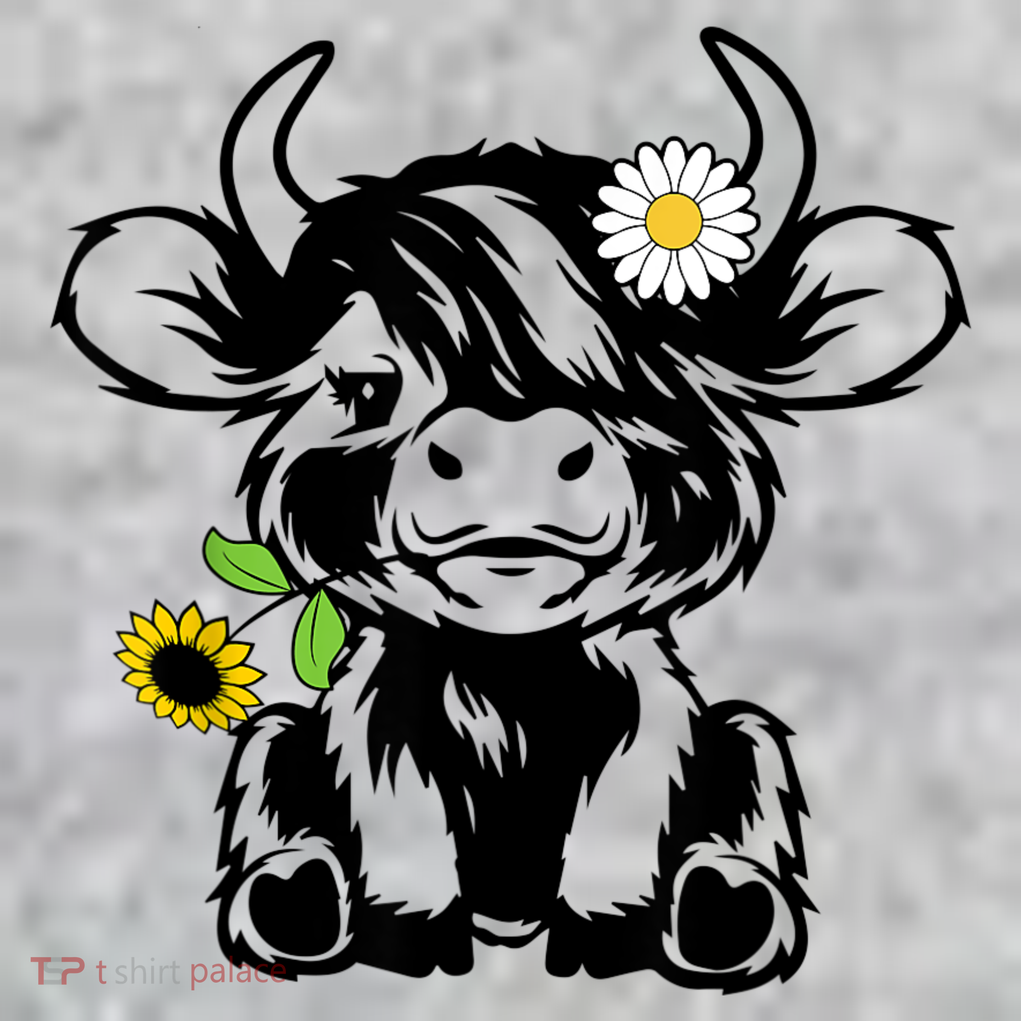 Cute Highland Cow Sunflower Kids T-Shirt