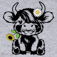 Cute Highland Cow Sunflower Women's Sweatshirt thumb 2