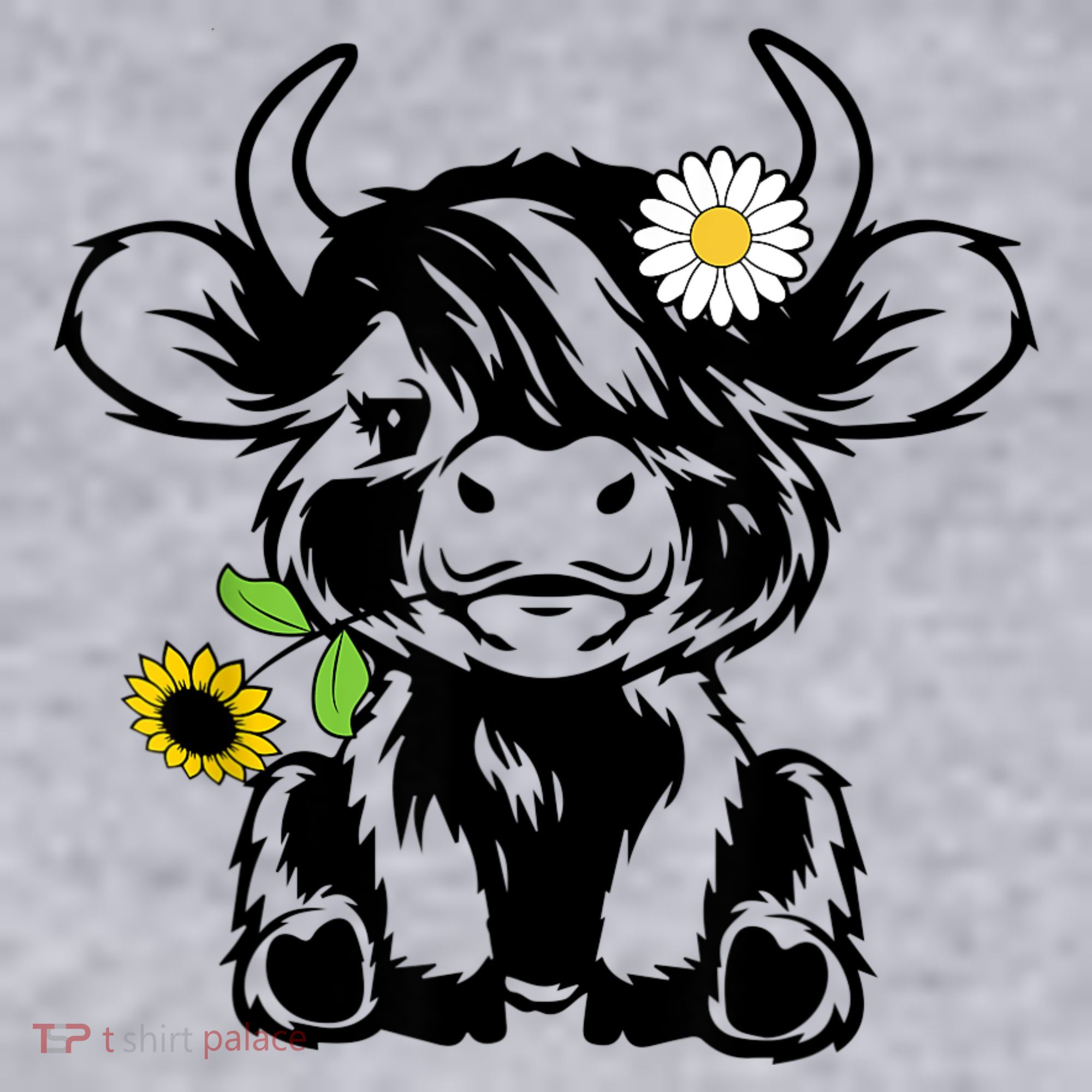 Cute Highland Cow Sunflower Women's Sweatshirt