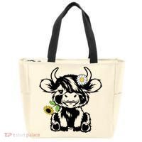 Cute Highland Cow Sunflower Tote Bag thumb 0