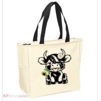 Cute Highland Cow Sunflower Tote Bag thumb 2