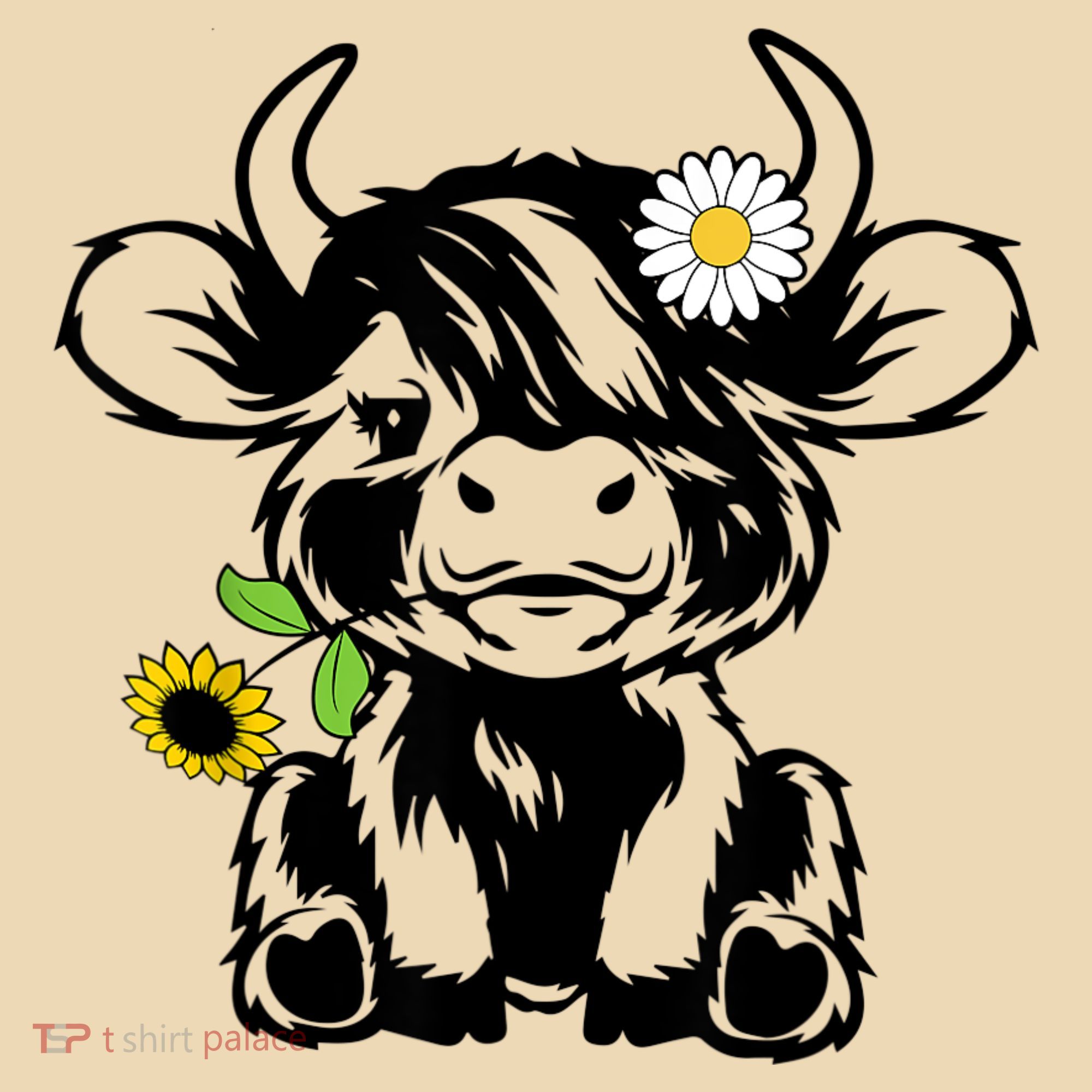 Cute Highland Cow Sunflower Tote Bag