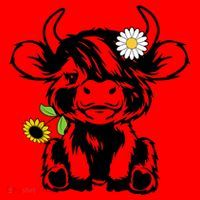Cute Highland Cow Sunflower Santa Hat thumb 1