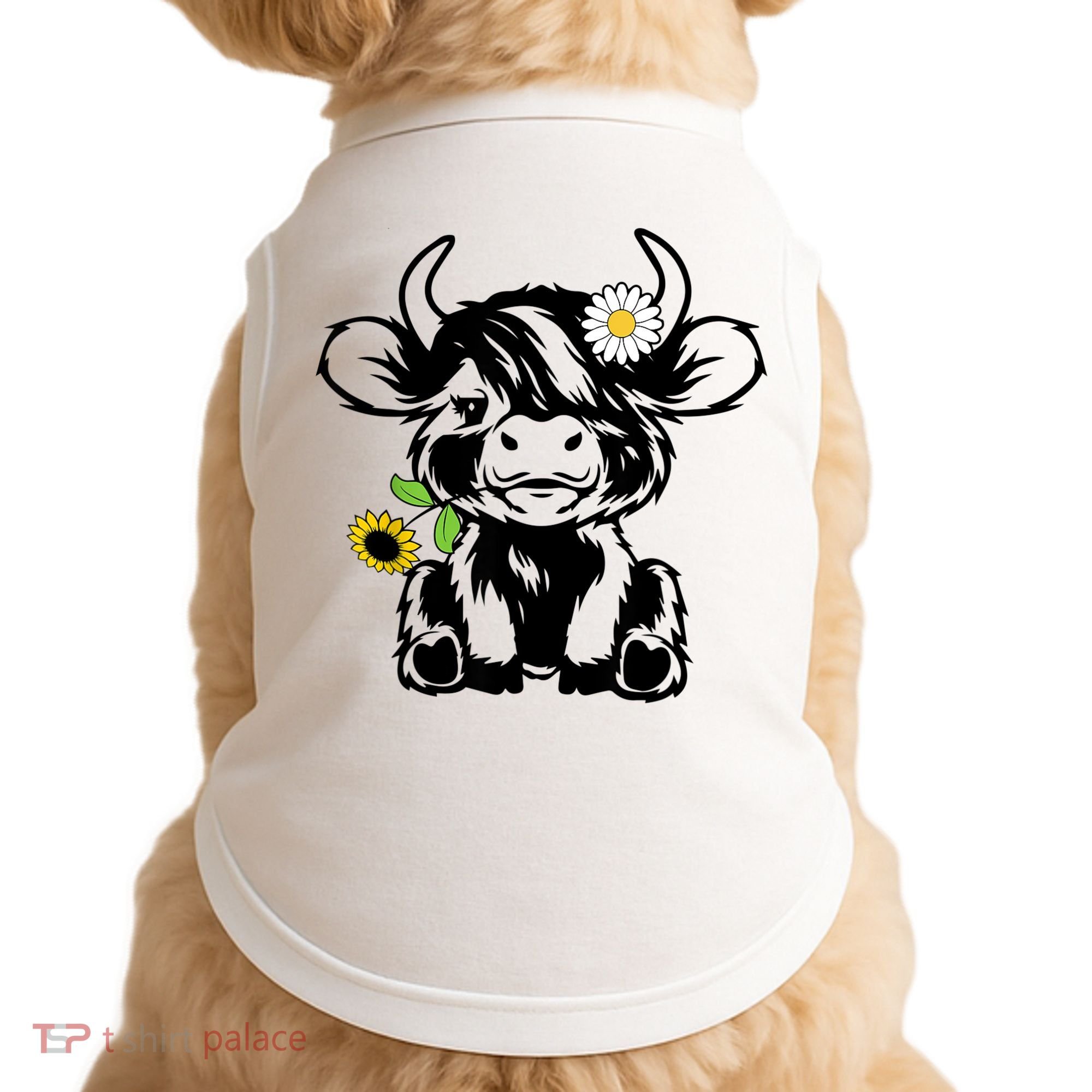 Cute Highland Cow Sunflower Doggie Tank