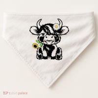 Cute Highland Cow Sunflower USA-Made Doggie Bandana thumb 0