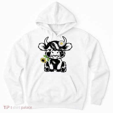 Cute Highland Cow Sunflower Hoodie