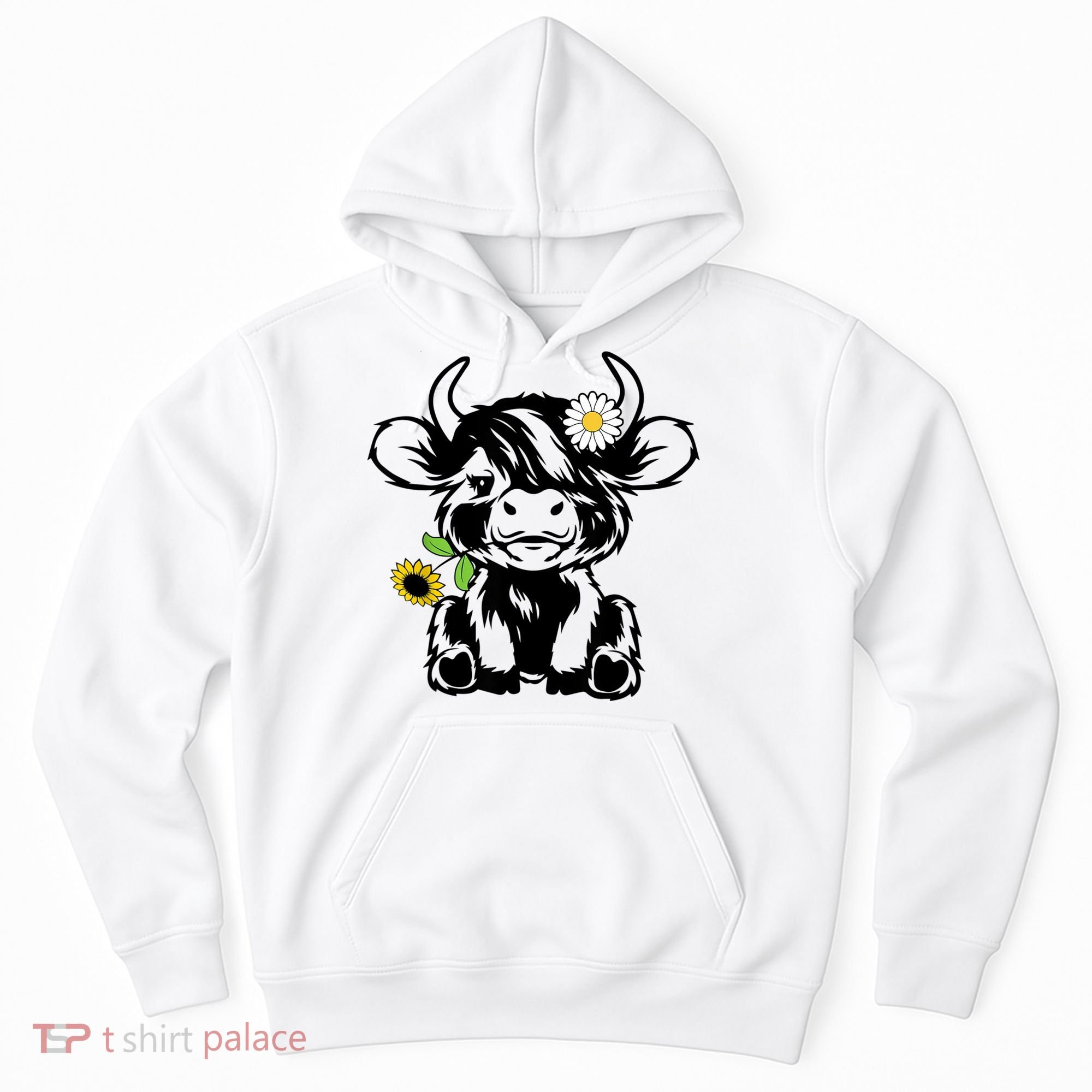 Cute Highland Cow Sunflower Hoodie