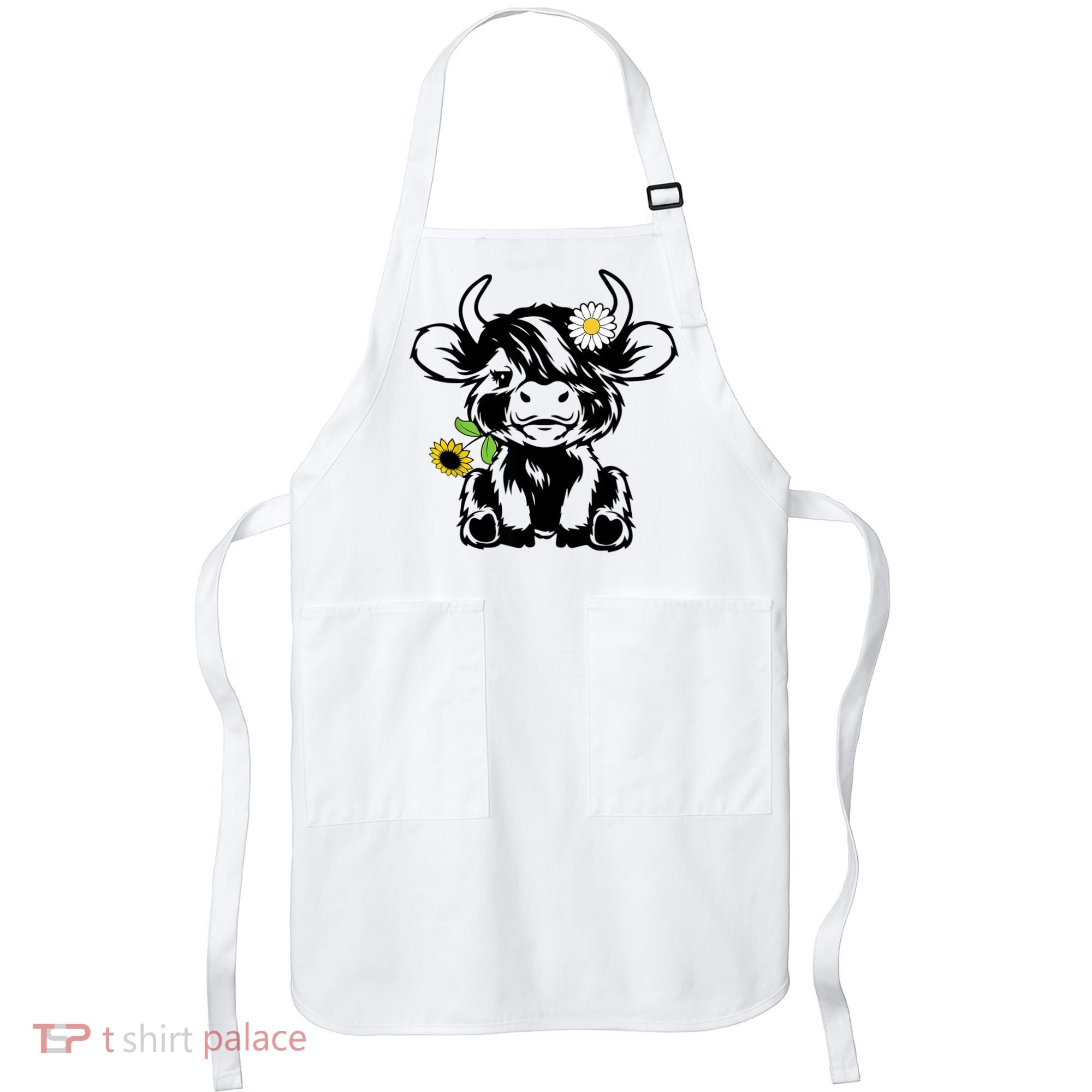 Cute Highland Cow Sunflower Apron