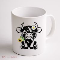 Cute Highland Cow Sunflower Coffee Mug thumb 1