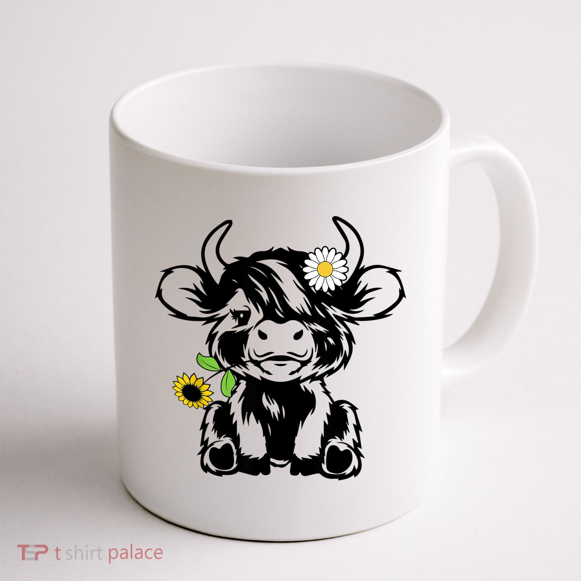 Cute Highland Cow Sunflower Coffee Mug