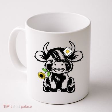 Cute Highland Cow Sunflower Coffee Mug