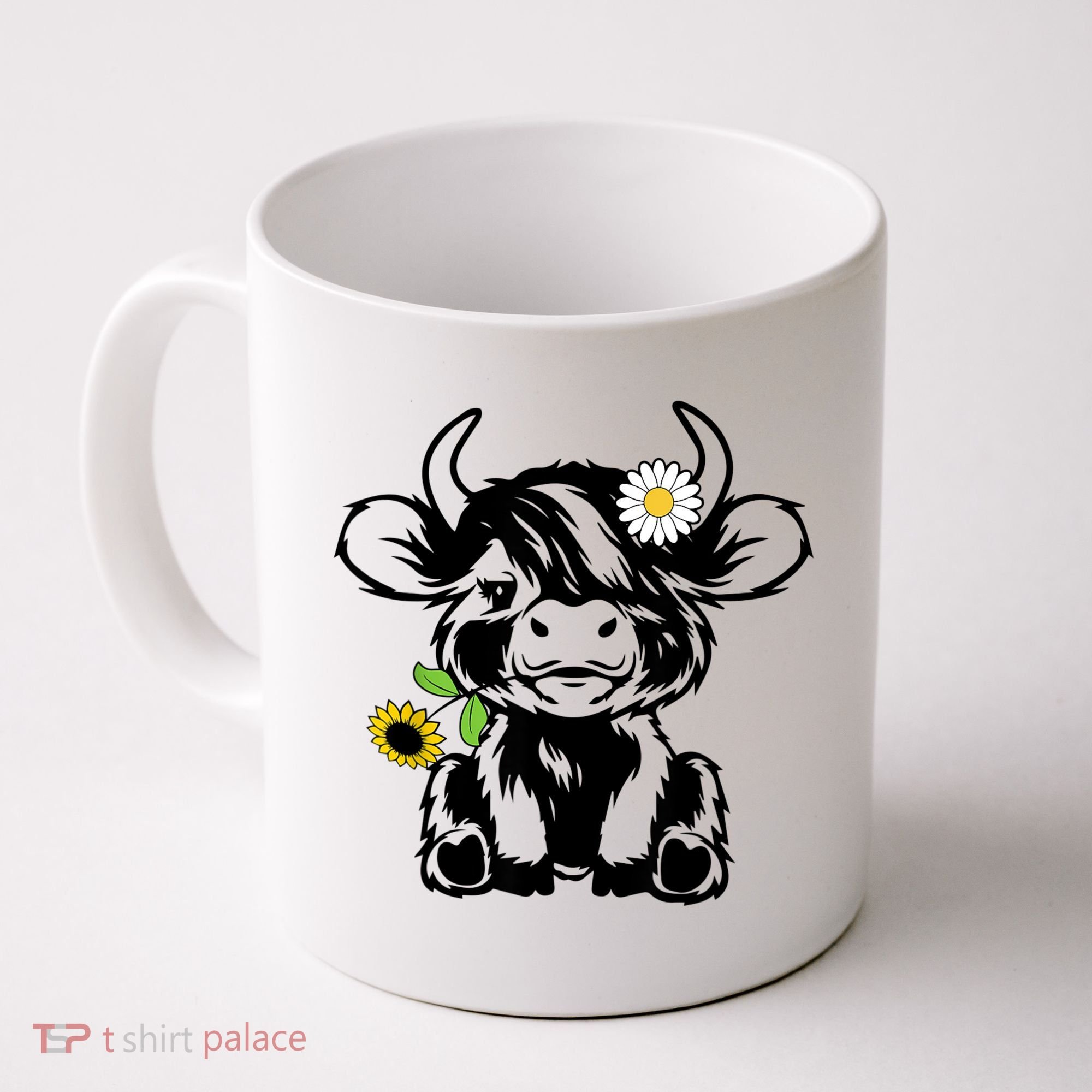 Cute Highland Cow Sunflower Coffee Mug