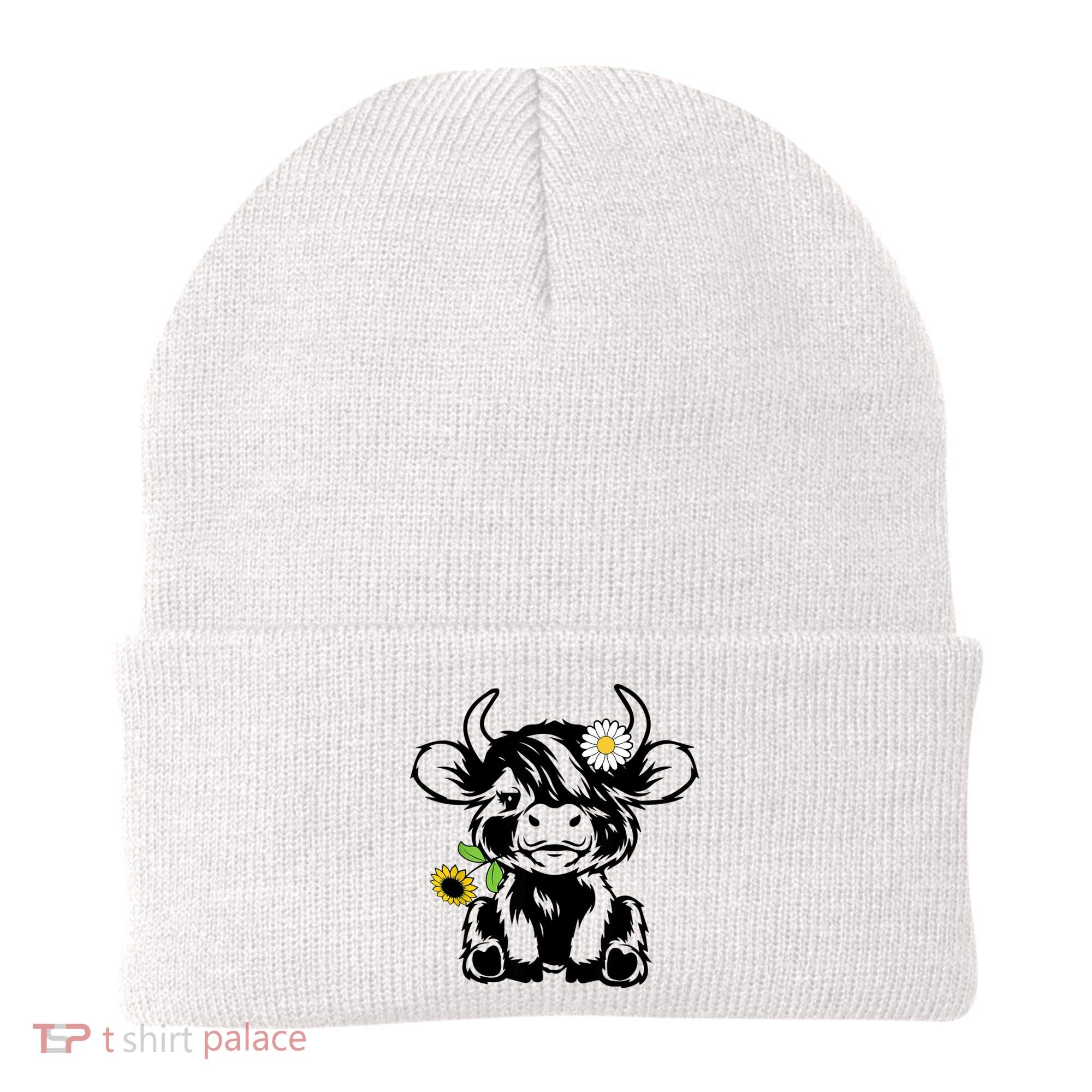 Cute Highland Cow Sunflower Beanie