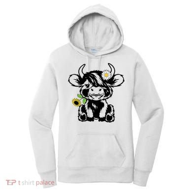 Cute Highland Cow Sunflower Women's Hoodie
