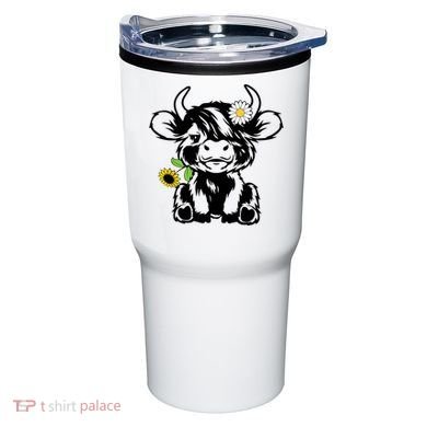 Cute Highland Cow Sunflower Tumbler