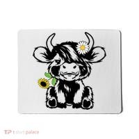 Cute Highland Cow Sunflower Mousepad thumb 0
