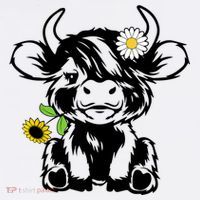 Cute Highland Cow Sunflower Mousepad thumb 1