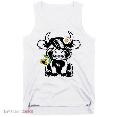 Cute Highland Cow Sunflower Tank Top