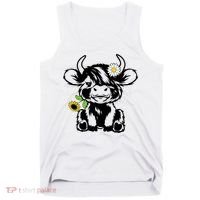 Cute Highland Cow Sunflower Tank Top thumb 0