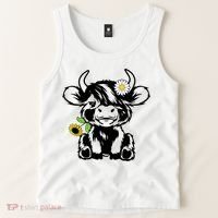Cute Highland Cow Sunflower Tank Top thumb 2