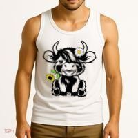 Cute Highland Cow Sunflower Tank Top thumb 3