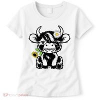 Cute Highland Cow Sunflower Women's T-Shirt thumb 0