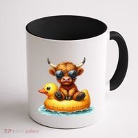 Cute Highland Cow Duck Pool Float Summer Vibes Swimming Coffee Mug thumb 1