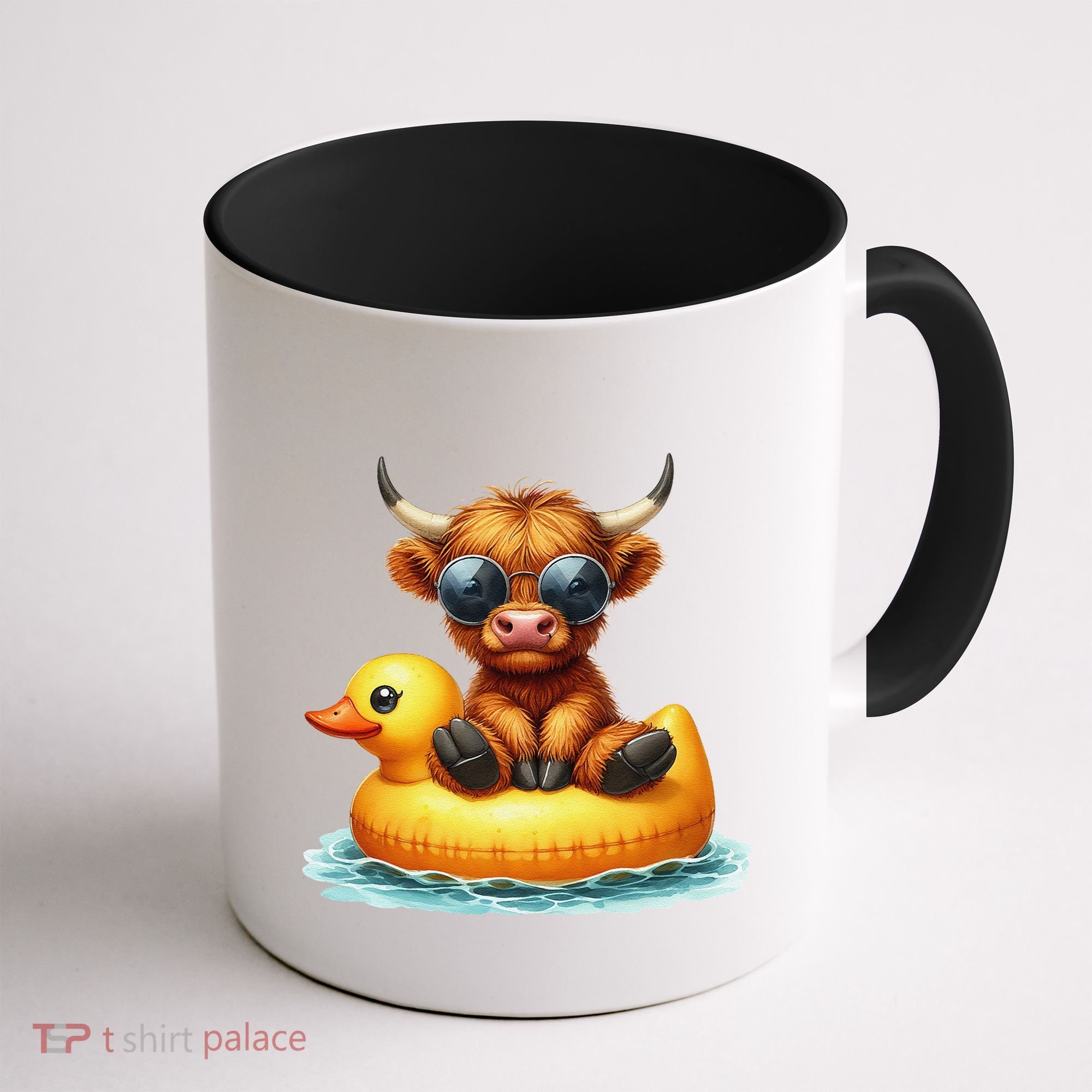 Cute Highland Cow Duck Pool Float Summer Vibes Swimming Coffee Mug