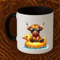 Cute Highland Cow Duck Pool Float Summer Vibes Swimming Coffee Mug thumb 2