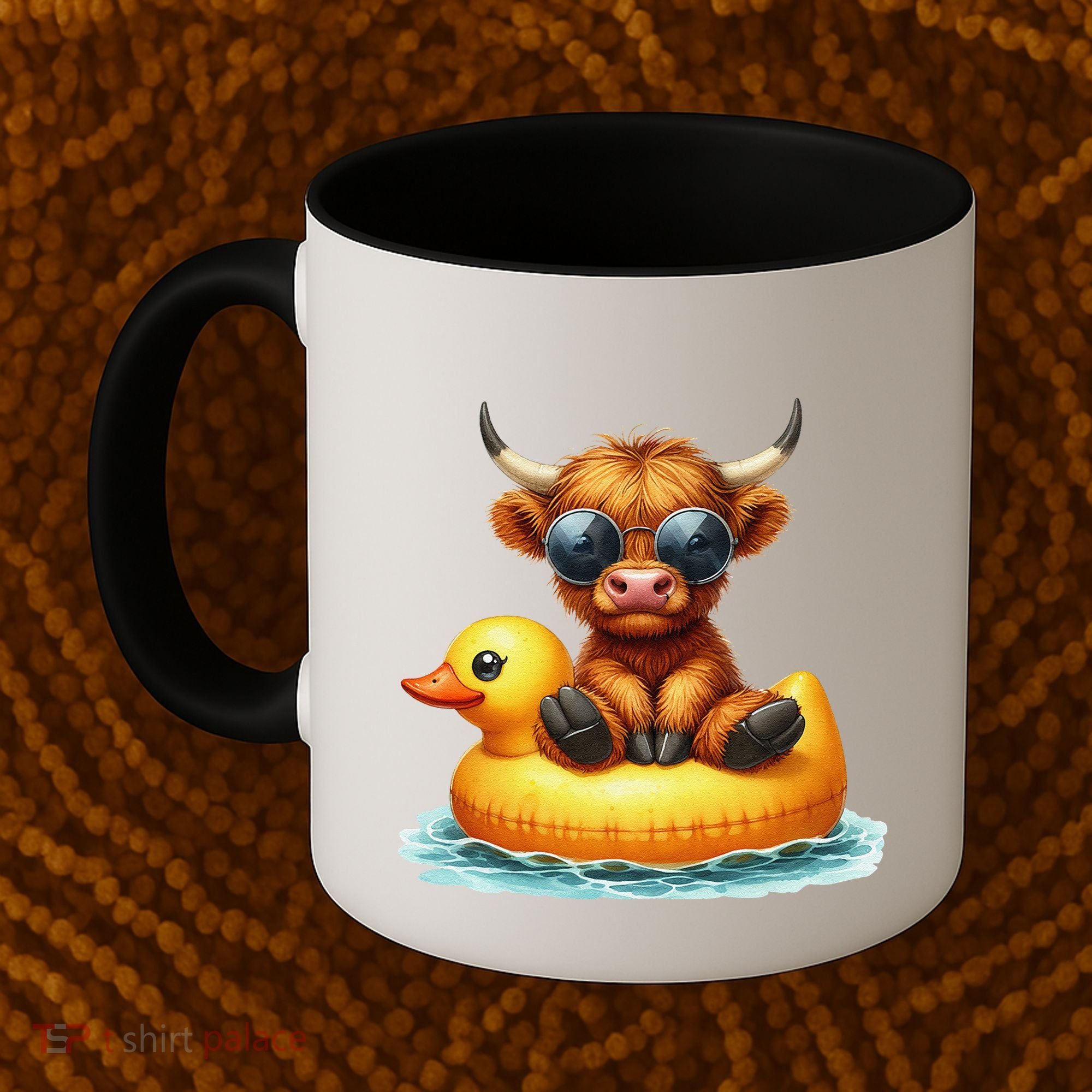 Cute Highland Cow Duck Pool Float Summer Vibes Swimming Coffee Mug