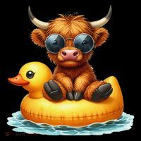 Cute Highland Cow Duck Pool Float Summer Vibes Swimming Coffee Mug thumb 5