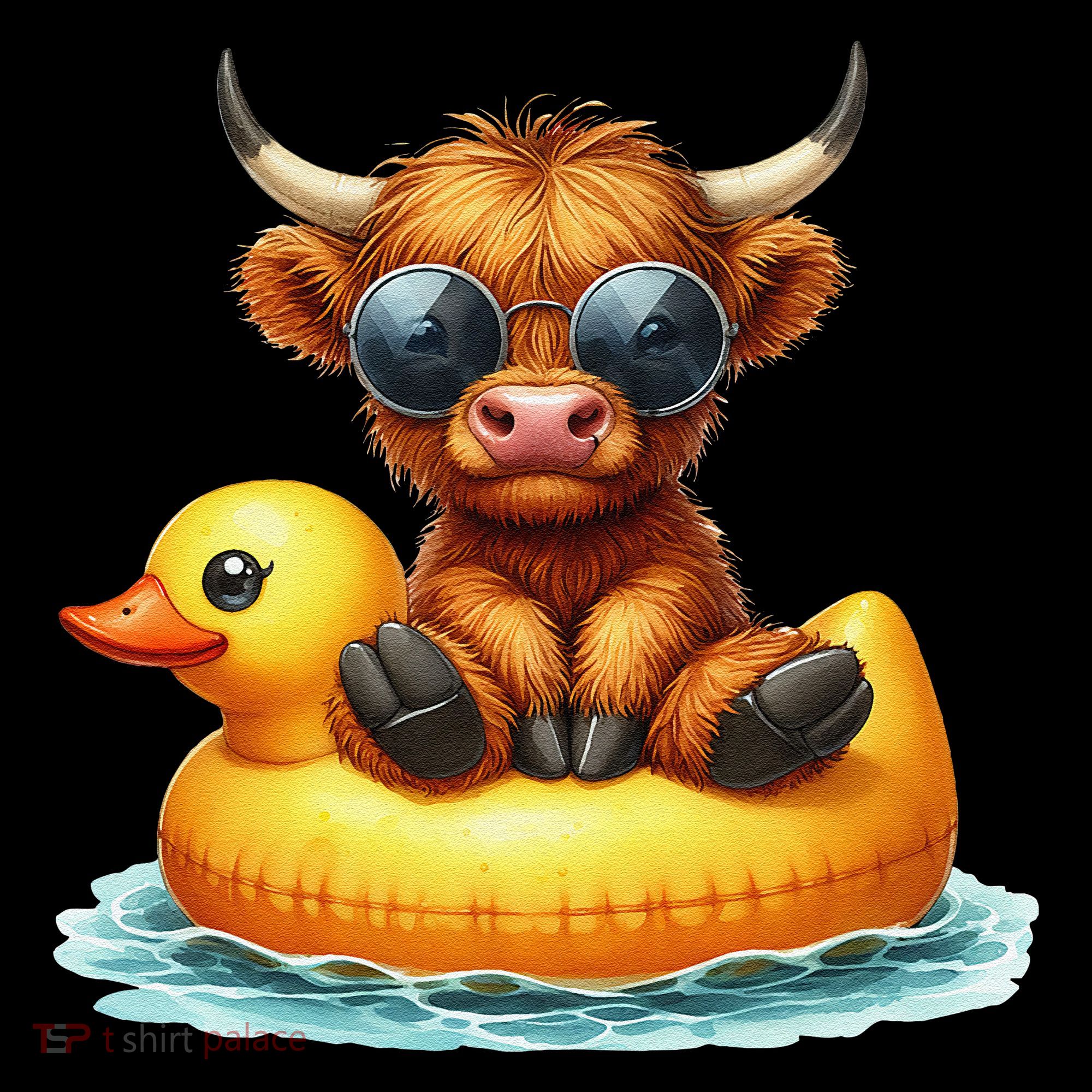 Cute Highland Cow Duck Pool Float Summer Vibes Swimming Coffee Mug