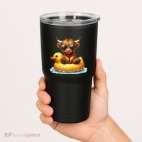 Cute Highland Cow Duck Pool Float Summer Vibes Swimming Tumbler thumb 2
