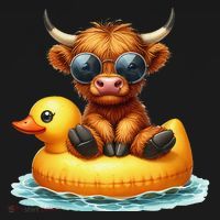 Cute Highland Cow Duck Pool Float Summer Vibes Swimming Ornament thumb 1