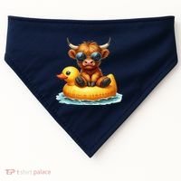 Cute Highland Cow Duck Pool Float Summer Vibes Swimming USA-Made Doggie Bandana thumb 0