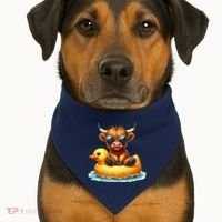 Cute Highland Cow Duck Pool Float Summer Vibes Swimming USA-Made Doggie Bandana thumb 1