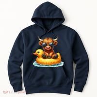 Cute Highland Cow Duck Pool Float Summer Vibes Swimming Hoodie thumb 0