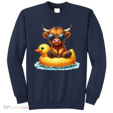 Cute Highland Cow Duck Pool Float Summer Vibes Swimming Sweatshirt