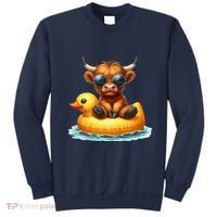 Cute Highland Cow Duck Pool Float Summer Vibes Swimming Sweatshirt thumb 0