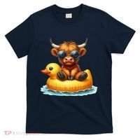 Cute Highland Cow Duck Pool Float Summer Vibes Swimming T-Shirt thumb 0