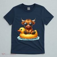 Cute Highland Cow Duck Pool Float Summer Vibes Swimming T-Shirt thumb 5