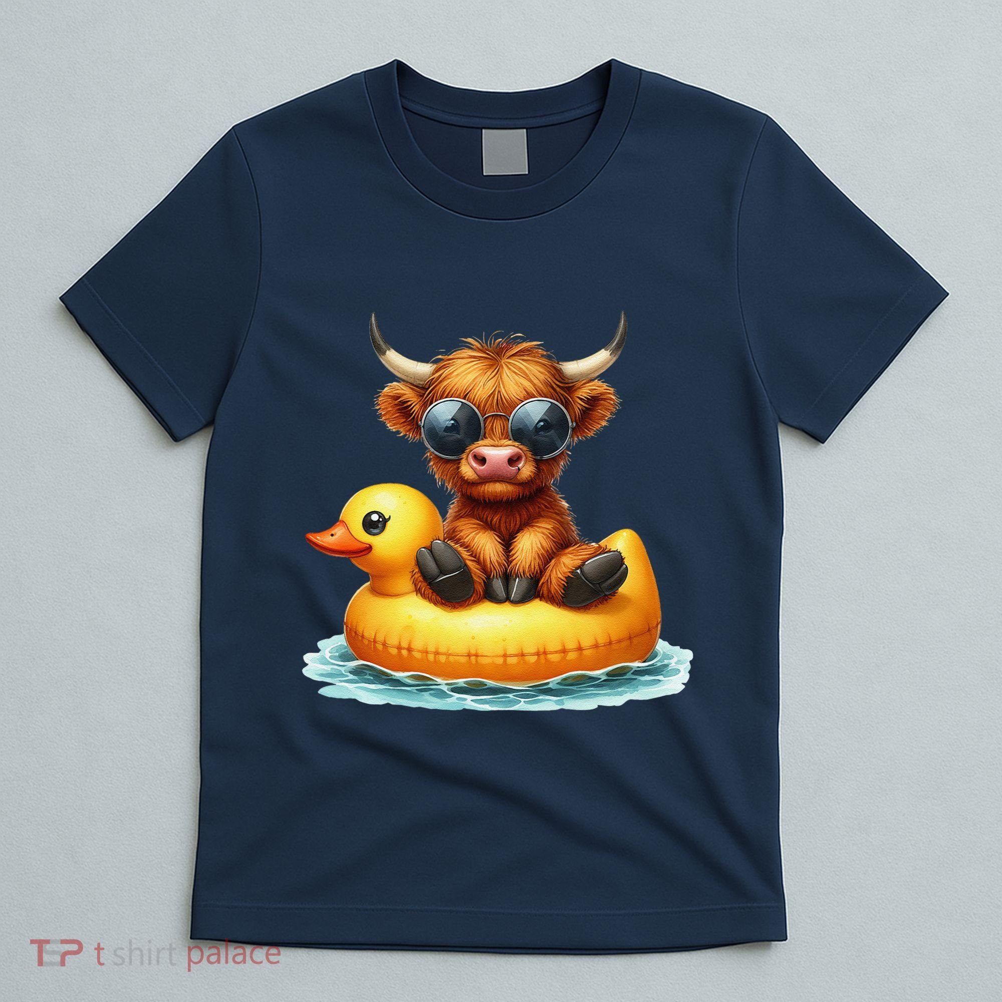 Cute Highland Cow Duck Pool Float Summer Vibes Swimming T-Shirt