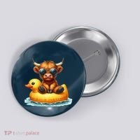 Cute Highland Cow Duck Pool Float Summer Vibes Swimming Button thumb 0