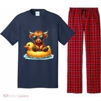 Cute Highland Cow Duck Pool Float Summer Vibes Swimming Pajama Set thumb 0
