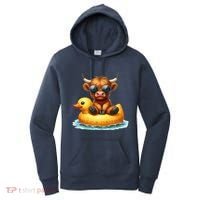 Cute Highland Cow Duck Pool Float Summer Vibes Swimming Women's Hoodie thumb 0