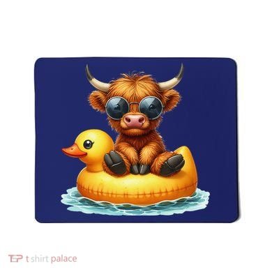 Cute Highland Cow Duck Pool Float Summer Vibes Swimming Mousepad