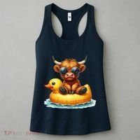 Cute Highland Cow Duck Pool Float Summer Vibes Swimming Women's Tank Top thumb 3
