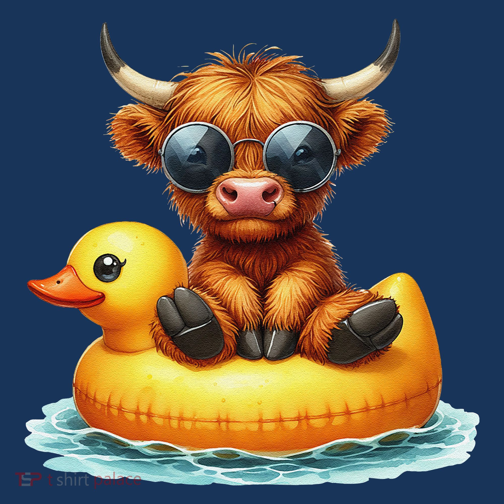 Cute Highland Cow Duck Pool Float Summer Vibes Swimming Baby Bodysuit