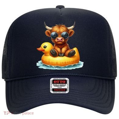 Cute Highland Cow Duck Pool Float Summer Vibes Swimming Hat