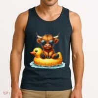 Cute Highland Cow Duck Pool Float Summer Vibes Swimming Tank Top thumb 3
